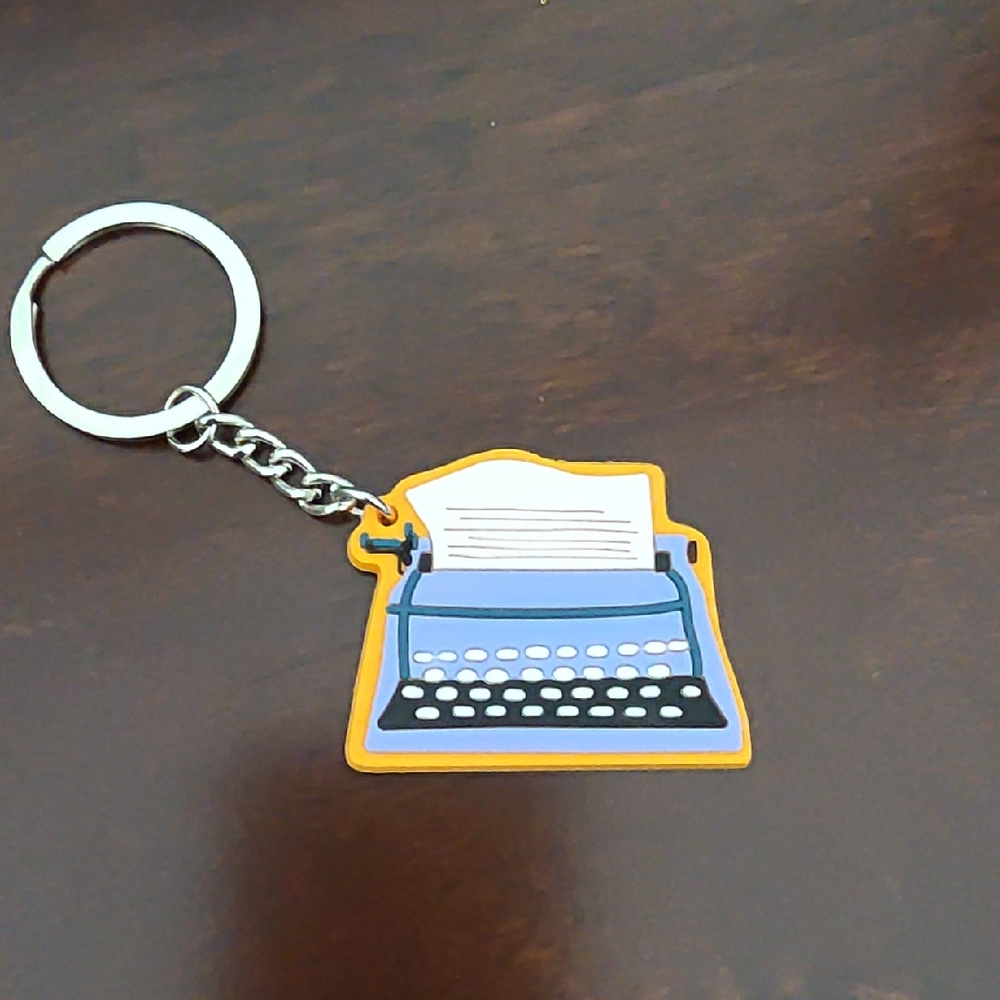 Typewriter Keychain - Blue and Yellow
